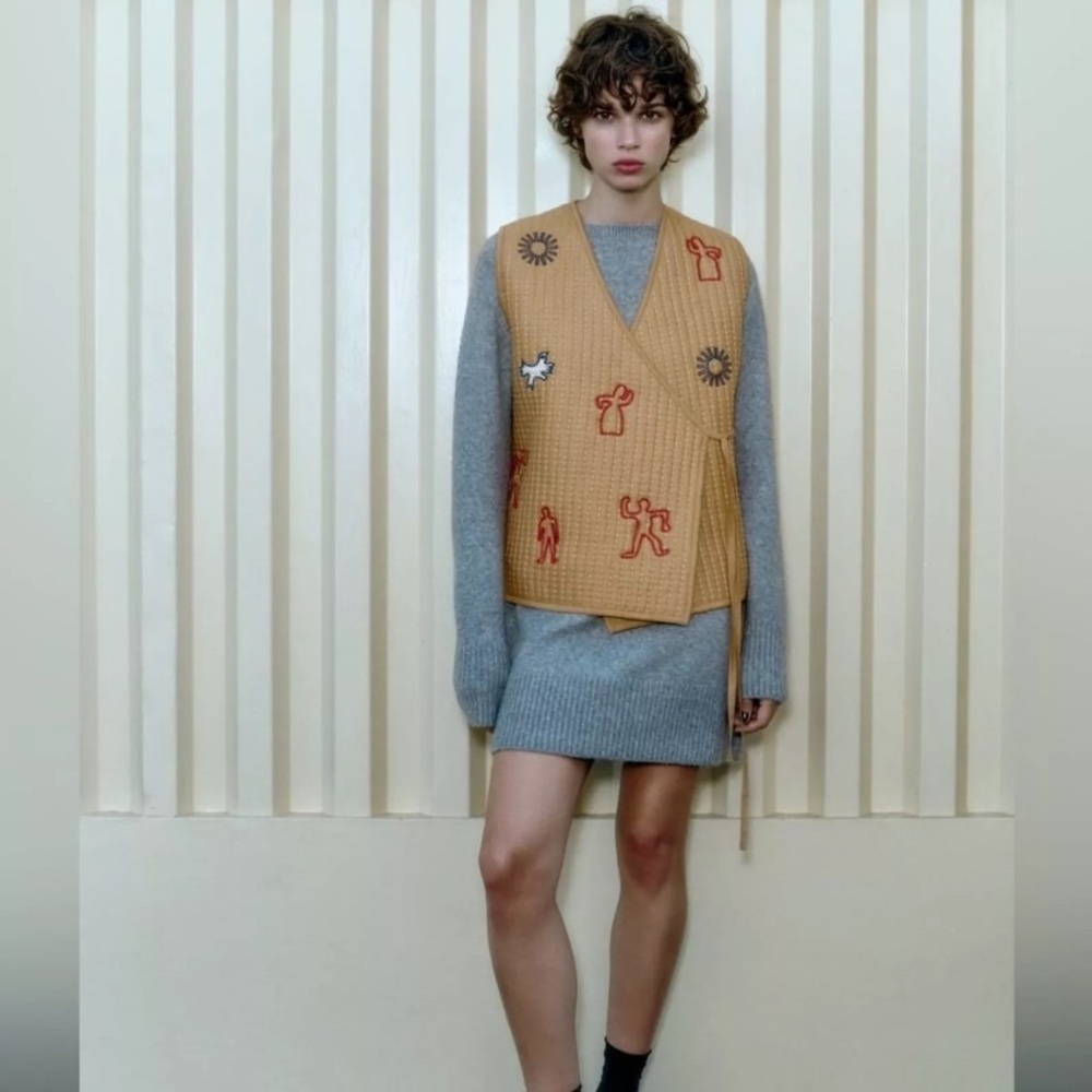 Women’s Zara Quilted Vest, Sz M, Southwestern, Tribal, Embroidered, Western,NWOT